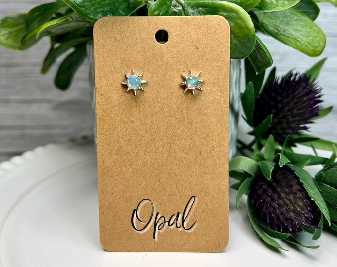 Opal Sun Earrings, Opal Stud Earrings, Flashy Opal Jewelry, 925 Silver