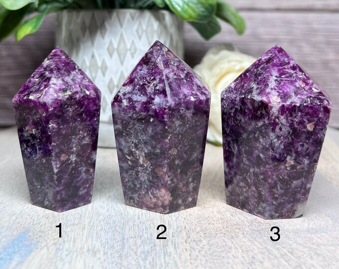 Purple Emerald Quartz Cupcake Tower, Lepidolite with Purple Mica Tower, Lepidolite with Mica Crystal, Flashy Mica Lepidolite