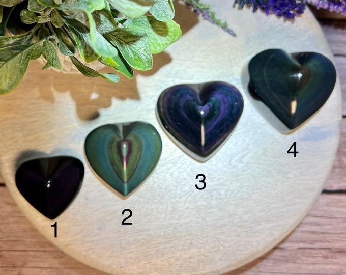 Rainbow Obsidian Heart, Rainbow Obsidian 3D Heart, Obsidian Rainbow