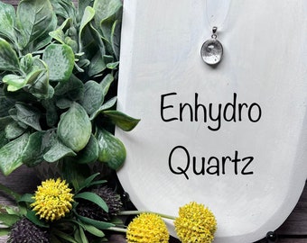 Enhydro Quartz Pendant, Enhydro Quartz Crystal, Bubble Crystal, 925 Silver Setting (2)