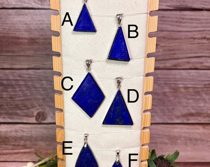 Lapis Lazuli Pendant, Beautiful Blue Lapis Lazuli, 925 Sterling Silver, 100% Natural Crystal Gemstone