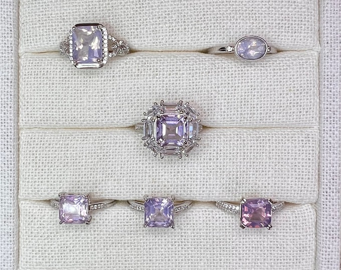 Lavender Quartz Ring, 925 Sterling Silver, Adjustable Band - You Pick!