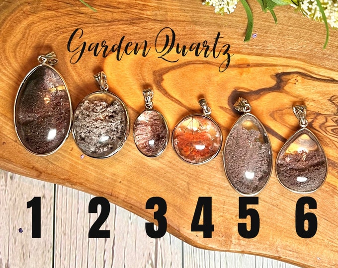 Gorgeous Garden Quartz Pendant, Lodolite Pendant, Beautiful Inclusions, 925 Sterling Silver Clasp