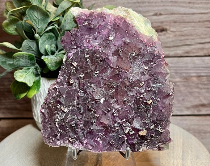 Purple Fluorite Raw Stone, Purple Fluorite Specimen, Purple Green Fluorite - Stand Included!