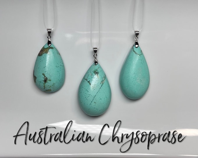 Australian Chrysoprase Pendant, Chrysoprase Pendant, Chrysoprase Jewelry, 925 Silver Clasp