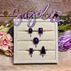 Gorgeous Purple Sugilite Ring, Sugilite Crystal, Genuine Sugilite, 925 Sterling Silver Adjustable Band