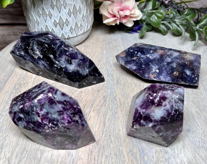 Purple Emerald Quartz Freeform, Lepidolite with Purple Mica Freeform, Lepidolite with Mica Crystal, Flashy Mica Lepidolite (1)