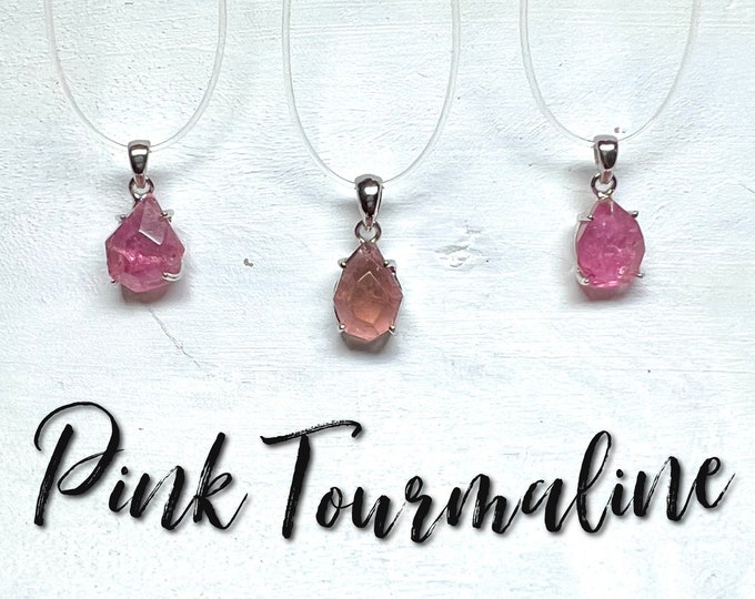Pink Tourmaline Pendant, Polished Pink Tourmaline, Polished Freeform Pendant, 925 Silver Clasp