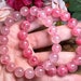 Ice Rhodonite Bracelet, Rose Rhodonite, Sakura, Cherry Rain, Round Bead ...