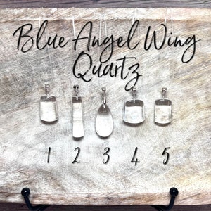 Blue Angel Wing Quartz Pendant, Blue Angel Feather Quartz, 925 Silver Clasp