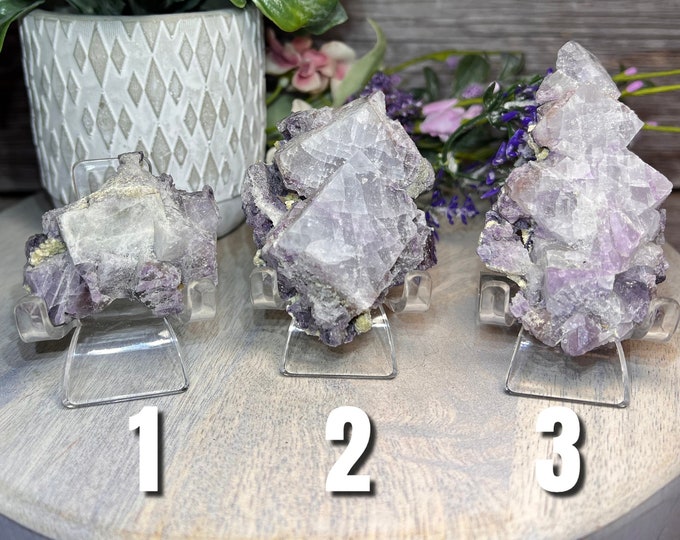 Purple Fluorite Raw Stone, Purple Fluorite with Sparkly Mica on back of Specimen, Raw Stone Specimen, Yaogangxian Fluorite Specimen