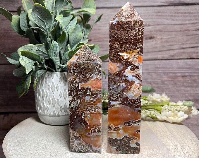 Carnelian Moss Agate Tower, Carnelian, Moss Agate