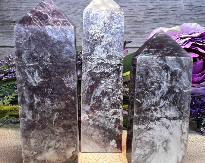 Purple Mica Tower, Gem Lepidolite Tower, High Quality