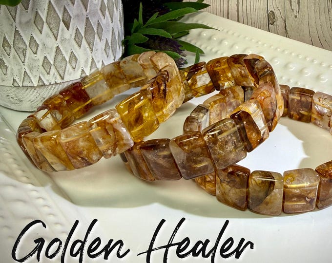 Golden Healer Soft Bangle Bracelet, Golden Healer Bracelet, Crystal Soft Bangle Bracelet, Crown Chakra