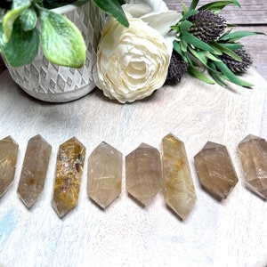 Golden Rutilated Quartz Double Terminated, Gold Rutile Quartz Double Terminated, Small Double Terminated Crystal - SET 4