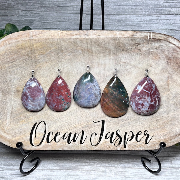 Ocean Jasper Pendant, Large Ocean Jasper Pendant, 925 Silver Clasp - You Choose!
