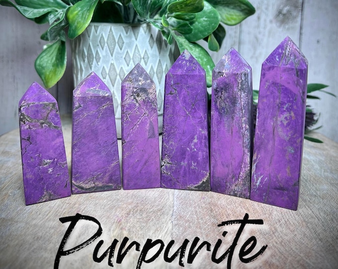 Purpurite Tower, Purple Crystal, Crown and Third-Eye Chakras, Spiritual Growth - Self-Expression - Transformation
