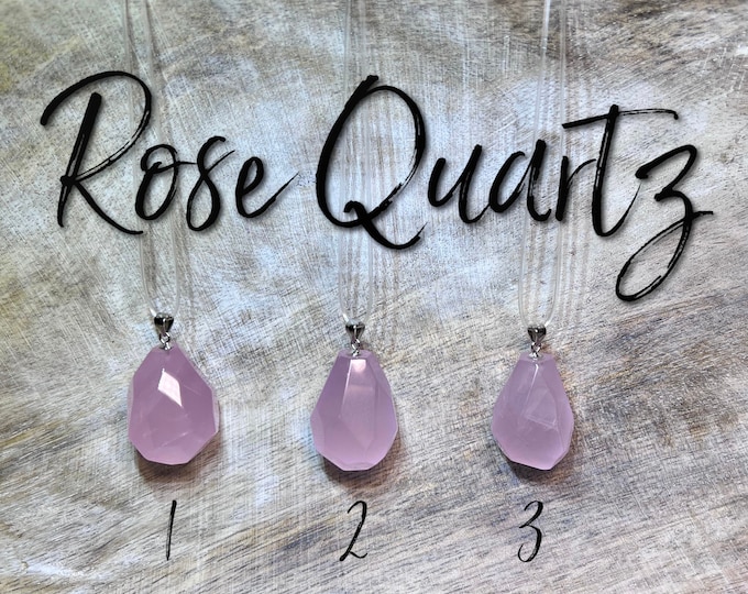 Rose Quartz Pendant, Rose Quartz Gemstone Jewelry, Rose Quartz Freeform, Custom Jewelry, 925 Silver Clasp