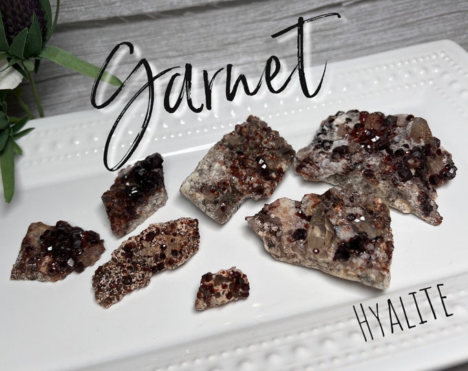 Rare Garnet Specimen, Garnet with Hyalite Opal Inclusions (UV Reactive), Small Garnet Raw Stone, Garnet Crystal, Raw Stone
