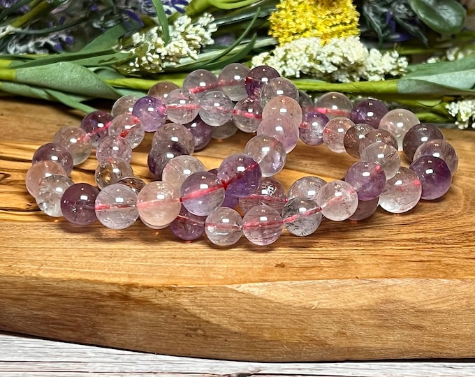 Super Seven Bracelet, Super 7, Round Bead, Stretchy Bracelet, 9mm, 10mm, 11mm
