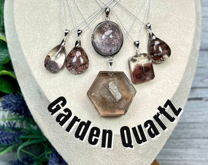Garden Quartz Pendant, Inclusion Quartz Pendant, Lodolite Pendant, 925 Silver Clasp