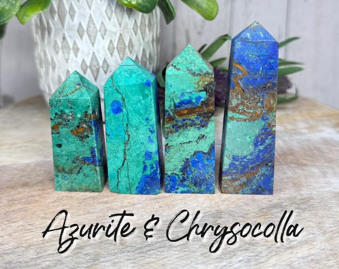 Azurite Chrysocolla Tower, Azurite, Chrysocolla, Blue Green Crystal, Small Towers, Stone of Heaven