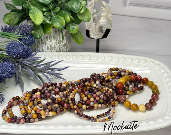 Mookaite Bracelet, Australian Stone, 4-5mm or 6-7mm or 11mm Round Beads, Elastic & Stretchy