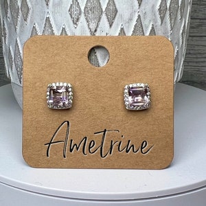 Ametrine Earrings, Amethyst and Citrine Gemstone Earrings, Ametrine Jewelry, 925 Silver Setting/Post/Backs
