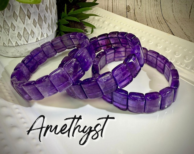 Amethyst Bracelet, Amethyst Soft Bangle Bracelet, Crown Chakra, Soothe Anxiety, Reduce Stress, and Promote Inner Peace