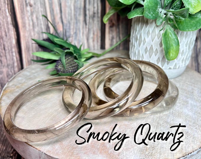 Smoky Quartz Crystal Bangle Bracelet, Smoky Quartz Bangle, Crystal Bangle Bracelet