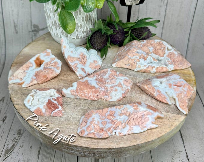 Pink Agate Freeform, Cotton Candy Pink Agate, Druzy Pink Agate