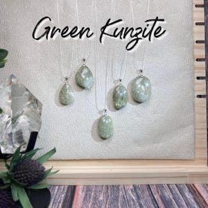 Green Kunzite Pendant, Kunzite Crystal Pendant, Cat Eye Kunzite, 925 Silver Clasp image 1
