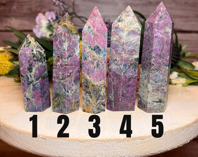 Ruby Fuchsite Kyanite Tower, Ruby Fuchsite, Ruby Kyanite, UV Reactive - You Choose!