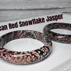 Mexican Red Snowflake Jasper Bangle, Pink Snowflake Jasper Bangle, Crystal Bangle Bracelet, 62mm