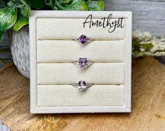 Beautiful Amethyst Gemstone Ring, Amethyst Ring, Purple Gemstone, 925 Silver Adjustable Band - You Choose!
