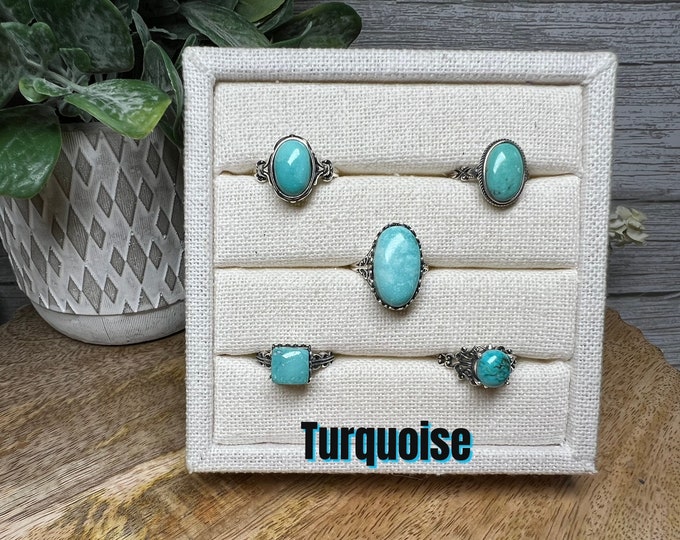 Turquoise Ring, Hubei Turquoise Ring, 925 Silver Adjustable Ring Setting - You Choose!