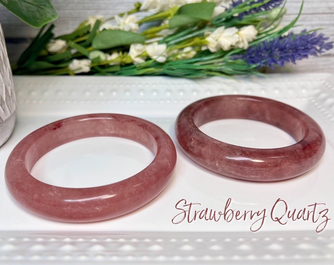 Strawberry Quartz Bangle, Strawberry Quartz Bangle Bracelet, Crystal Bangle Bracelet (2)