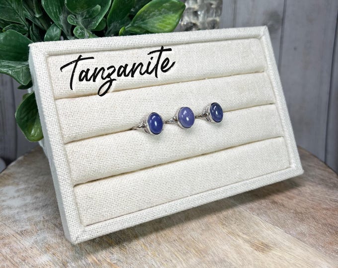 Tanzanite Ring, Small Tanzanite Crystal Ring, Purple Tanzanite, Purple Crystal, 925 Sterling Silver Adjustable Band