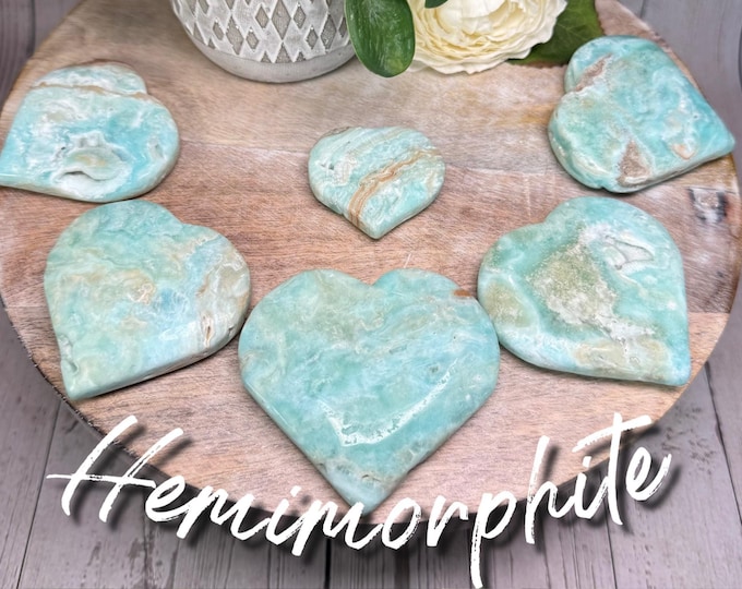 Hemimorphite Heart, Hemimorphite Carving, Creativity - Communication - Peace