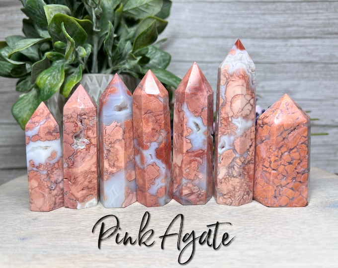 Druzy Pink Agate Tower, Pink Agate, Pink Agate Tower, Druzy Crystal Tower (3)