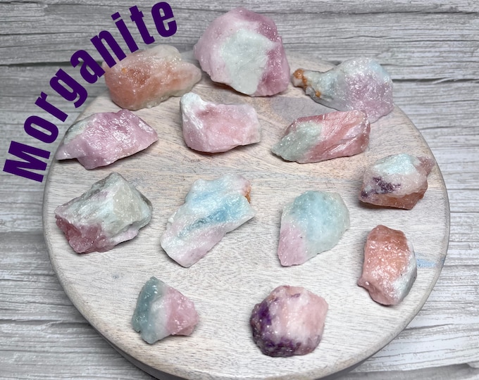 Morganite Raw Stone, Raw Morganite, Morganite Crystal, Morganite with Aquamarine and Lepidolite, Crystal Raw Stone (2)