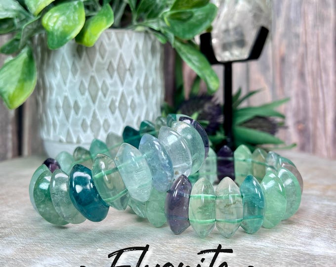 Fluorite Double Terminated Soft Bangle Bracelet, Fluorite DT Bracelet, Fluorite Bracelet, Soft Bangle Bracelet (5)