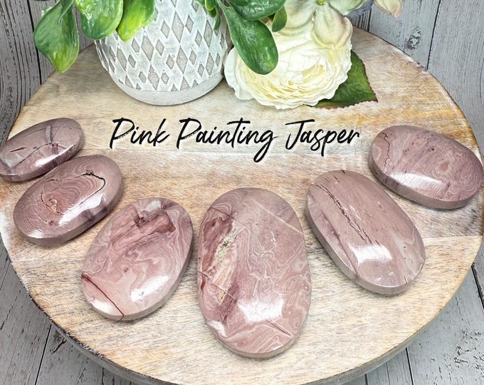 Painting Jasper Palm Stone, Pink and Purple Painting Jasper, Picture Jasper, Landscape Jasper, Scenic Jasper