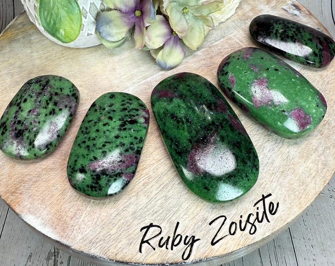 Ruby Zoisite Palm Stone, Ruby in Zoisite, Anyolite Palm Stone, Ruby Zoisite Carving, UV Reactive