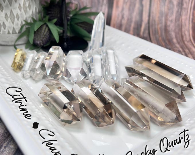 Clear Quartz Mini Tower, Mini Citrine DT, Clear Quartz DT, Smoky Quartz DT, Double Terminated Quartz, Double Terminated Crystal (11)