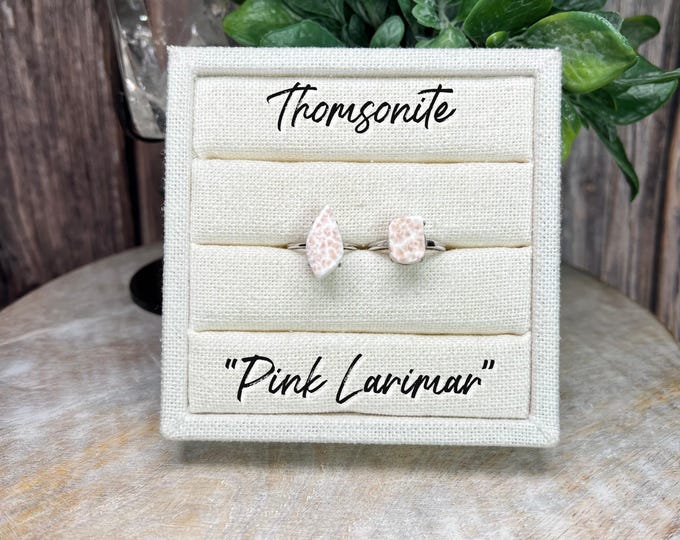 Thomsonite Ring, Thomsonite Crystal, "Pink Larimar" Ring, 925 Sterling Silver Adjustable Band