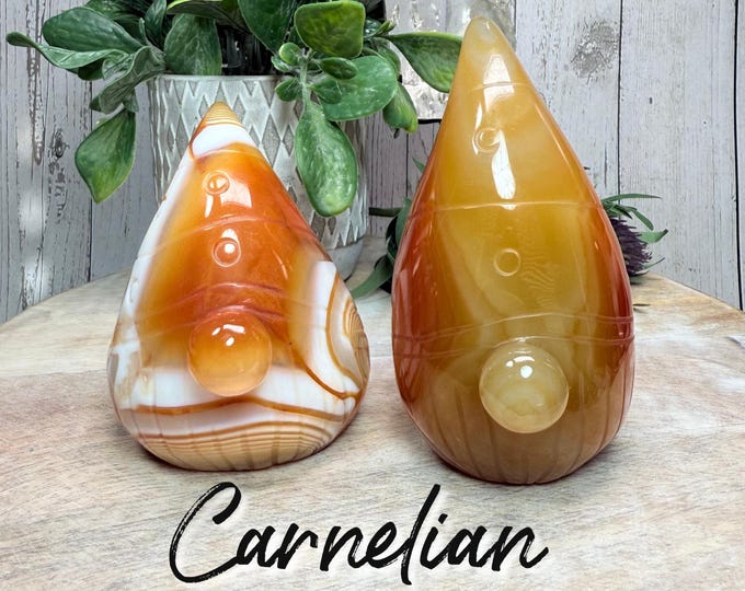 Carnelian Gnome, Carnelian Gnome Carving, Crystal Gnome Carving