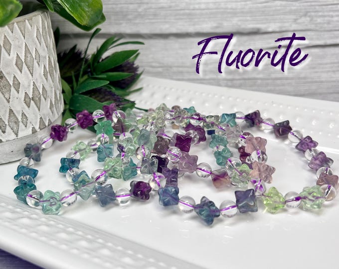 Colorful Fluorite Merkaba Bracelet, Rainbow Fluorite Bracelet, Purple Fluorite, Blue Fluorite, Green Fluorite, Crystal Merkaba