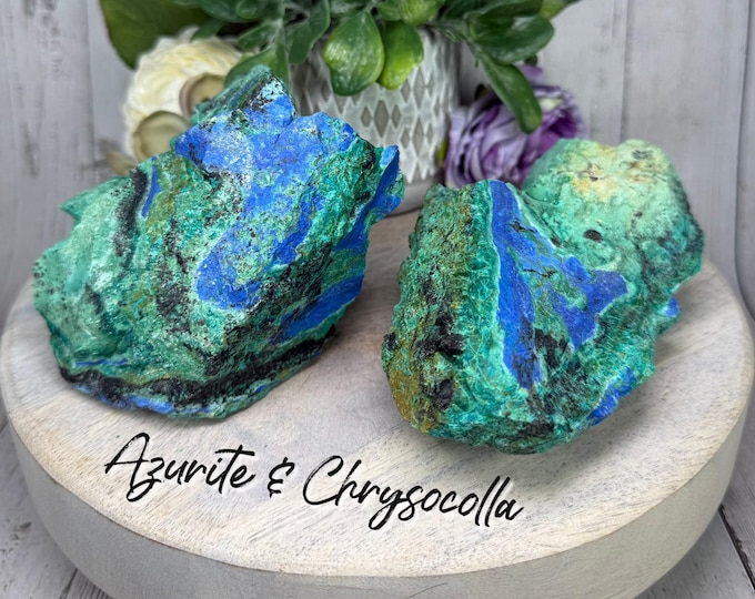 Azurite Chrysocolla Raw Stone, Chrysocolla with Azurite, Large Chrysocolla Specimen