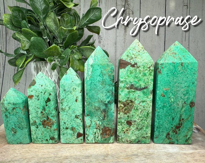 Chrysoprase Tower, Chrysoprase Crystal, Heart Chakra, Emotional Balance, Positive Energy (set2)